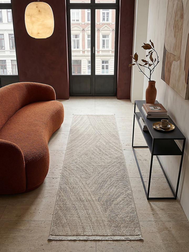 Teppich Beige Läufer Draufsicht_
