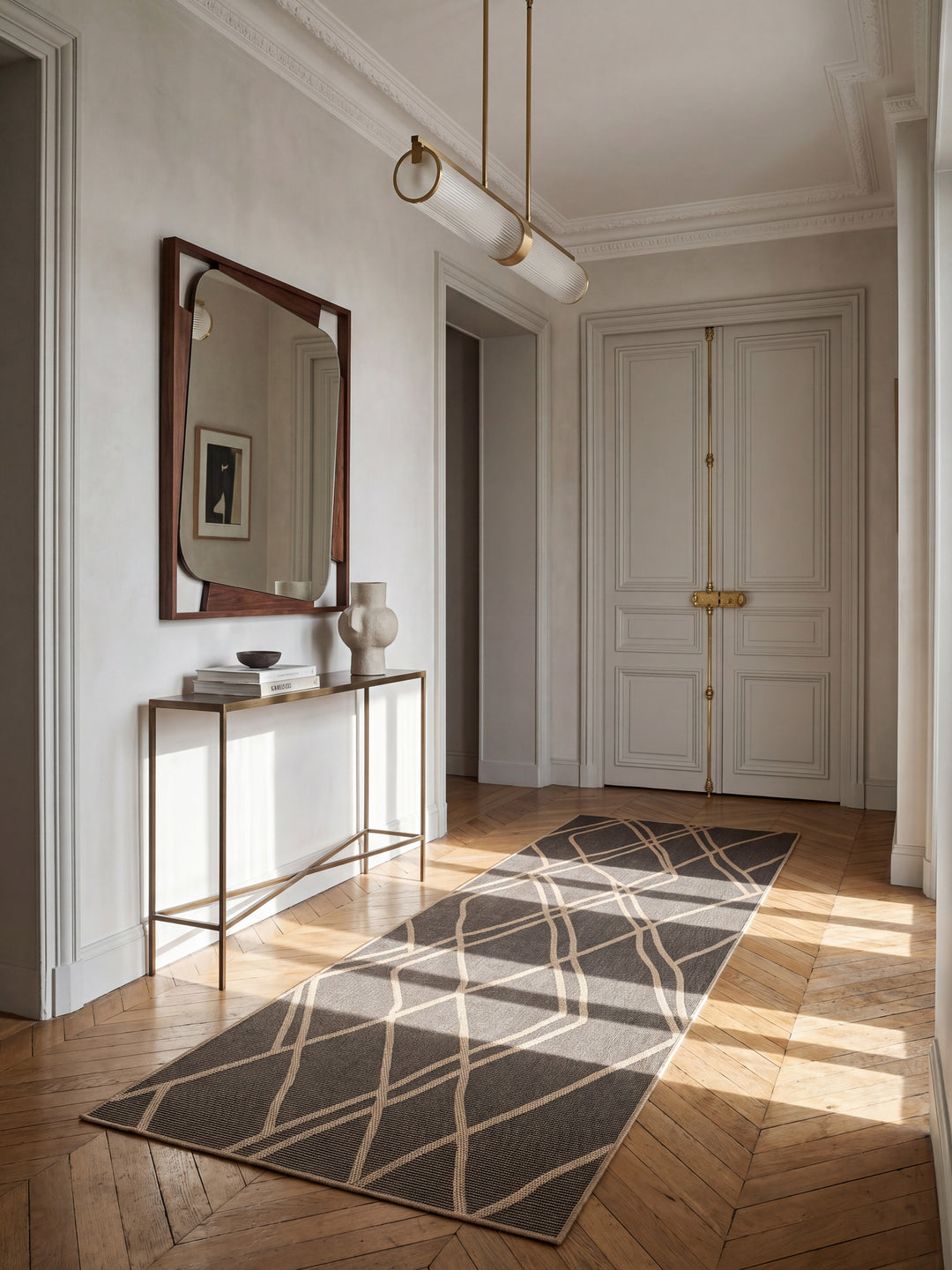 Teppich Schwarz Läufer im modernen Wohnzimmer_