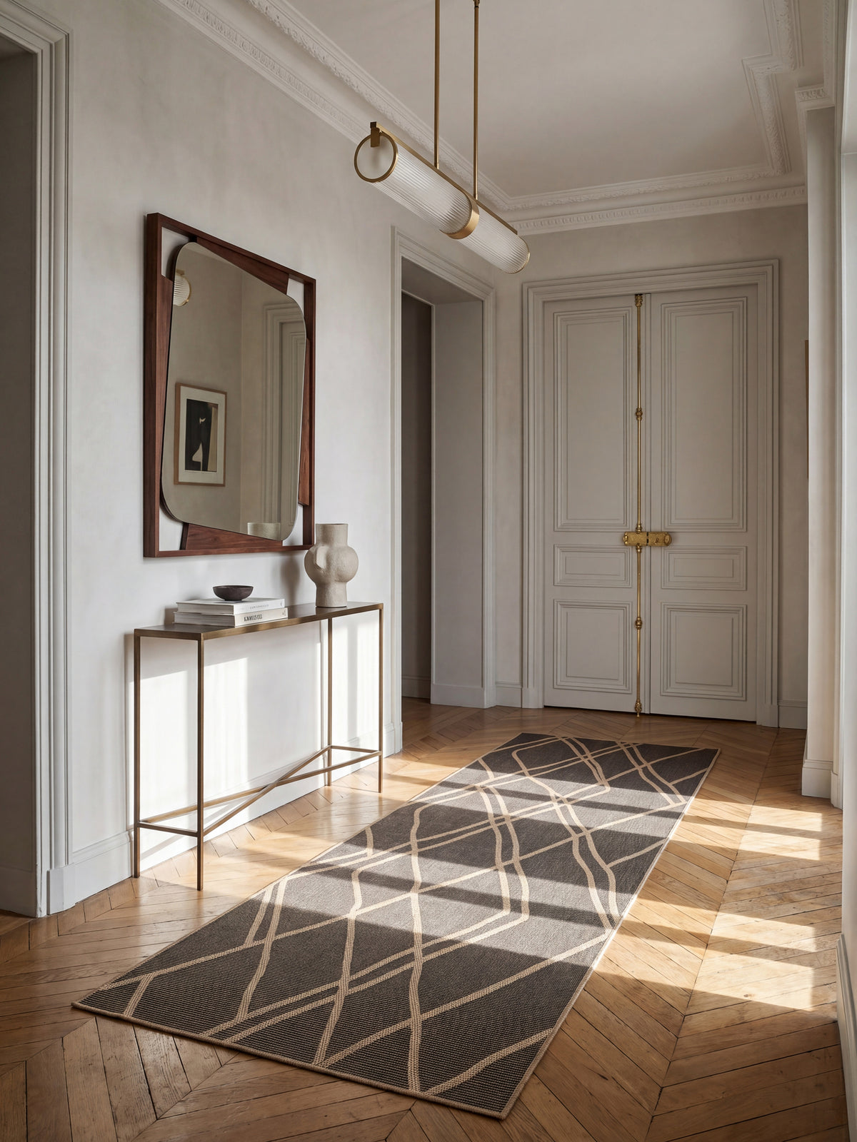 Teppich Schwarz Läufer im modernen Wohnzimmer_