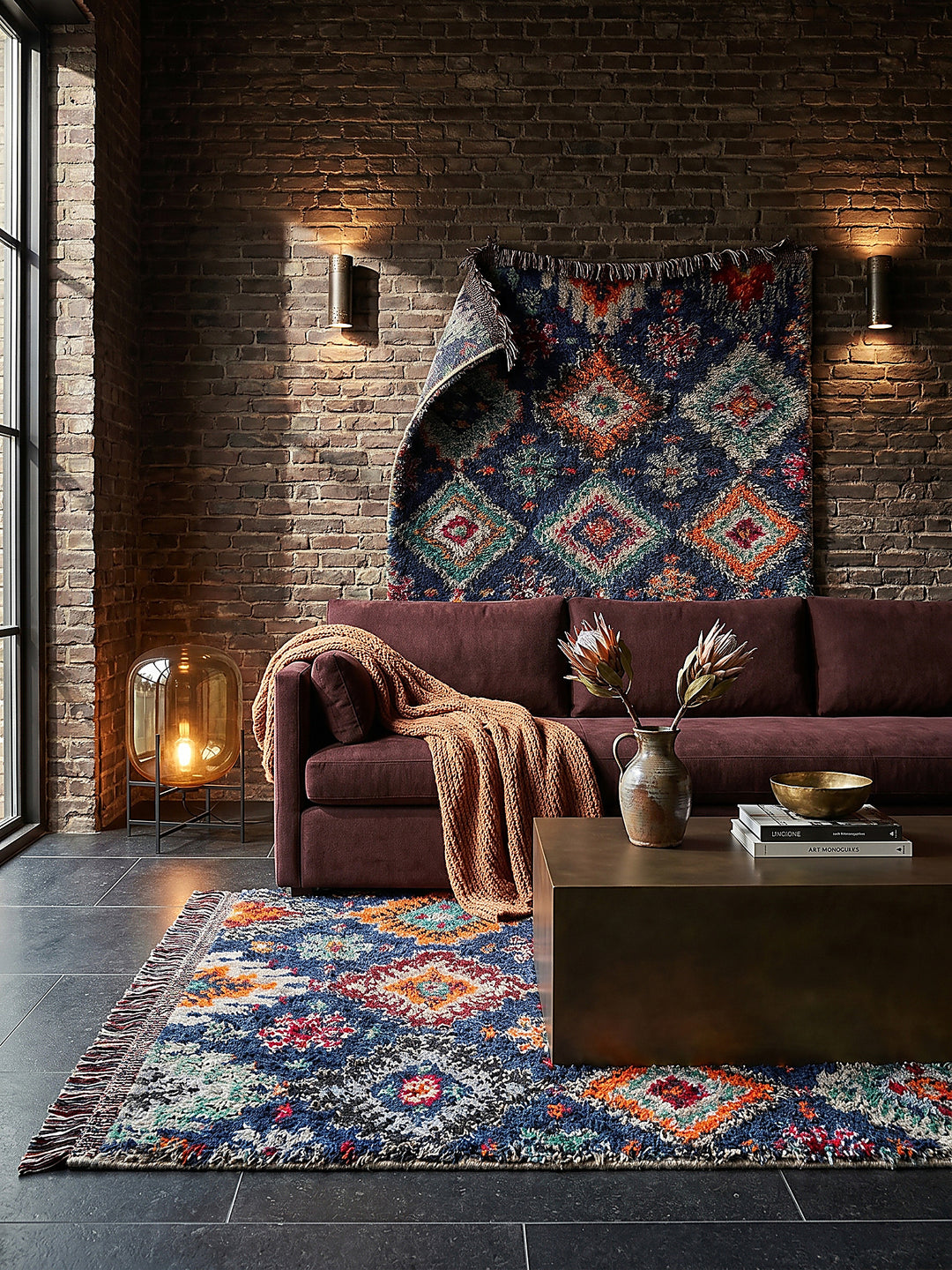 Teppich Marineblau rechteckig Editorial Styling_
