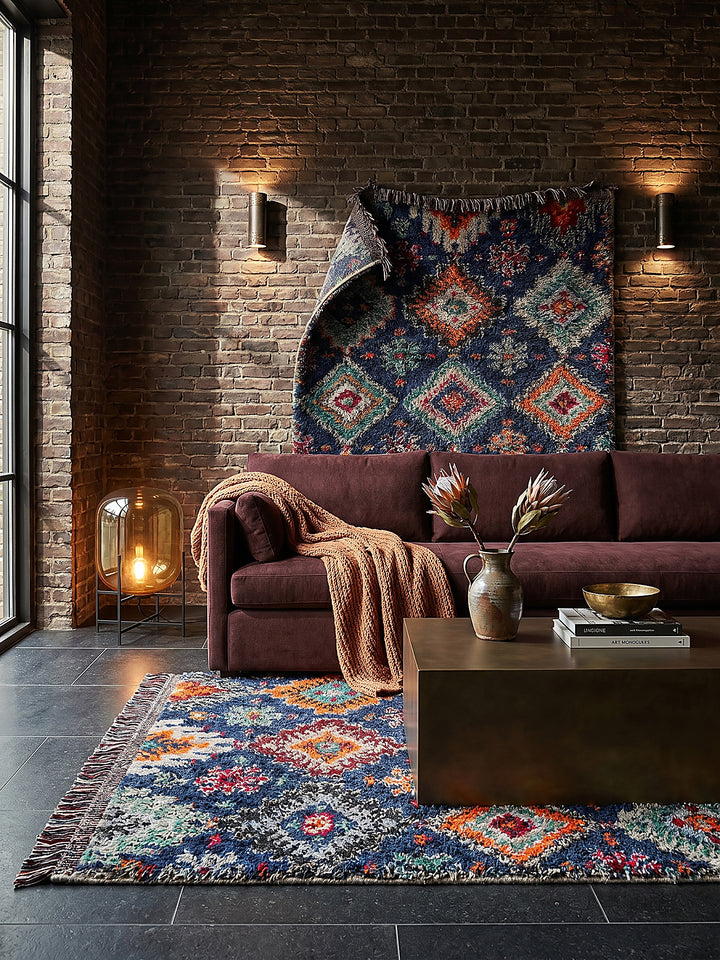 Teppich Marineblau rechteckig Editorial Styling_