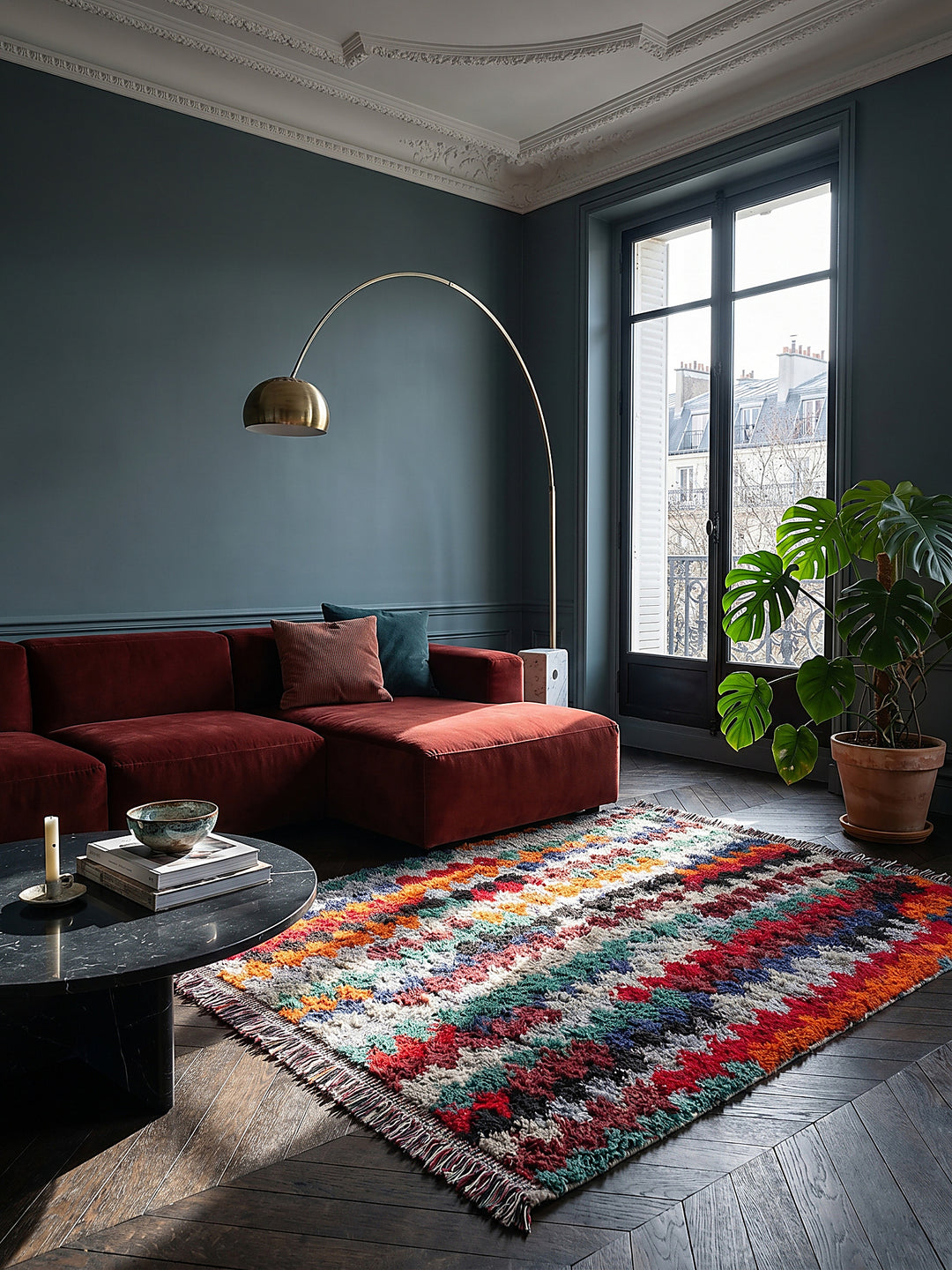 Teppich Multi rechteckig im modernen Wohnzimmer_