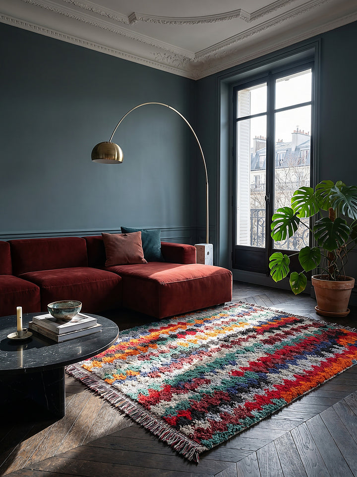 Teppich Multi rechteckig im modernen Wohnzimmer_