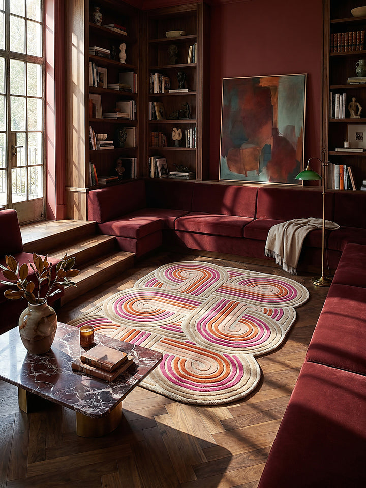 Teppich Rosa rechteckig im modernen Wohnzimmer_
