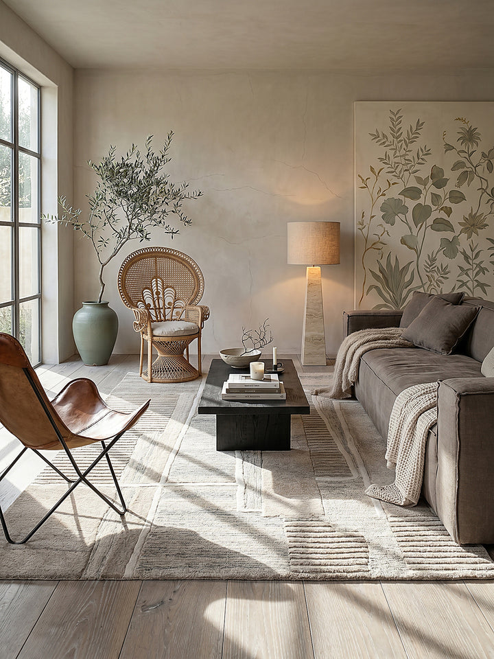 Teppich Natur rechteckig im modernen Wohnzimmer_