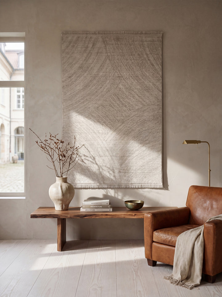 Teppich Beige als Wandteppich_