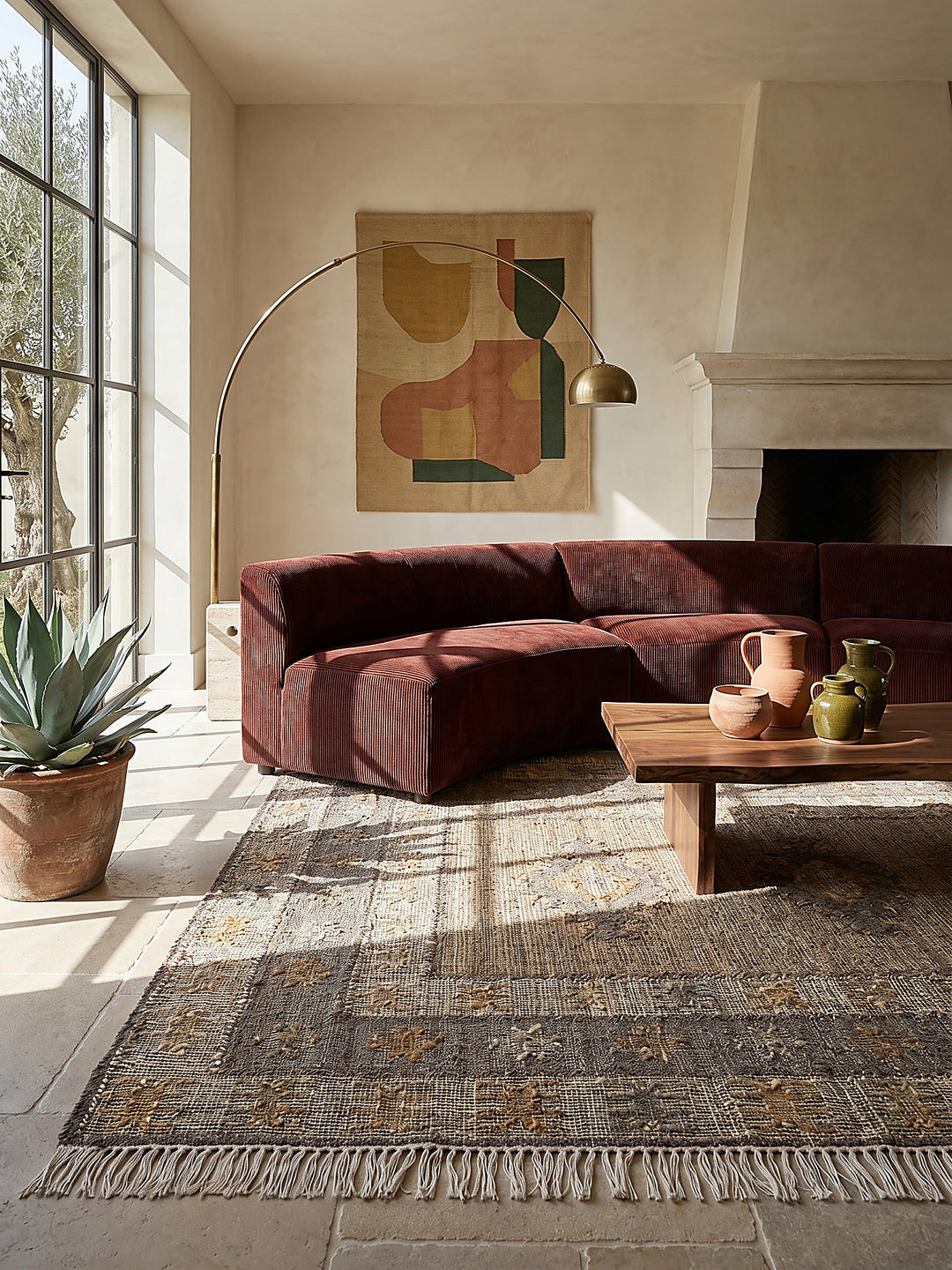 Teppich Natur rechteckig im modernen Wohnzimmer_