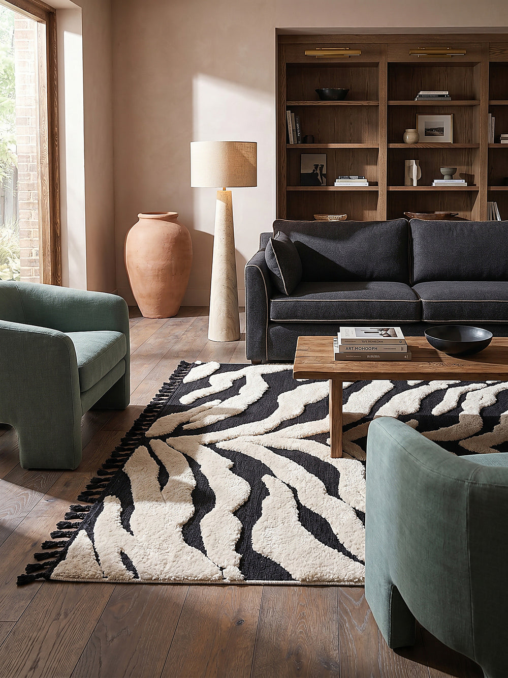 Teppich Monochrome rechteckig im modernen Wohnzimmer_