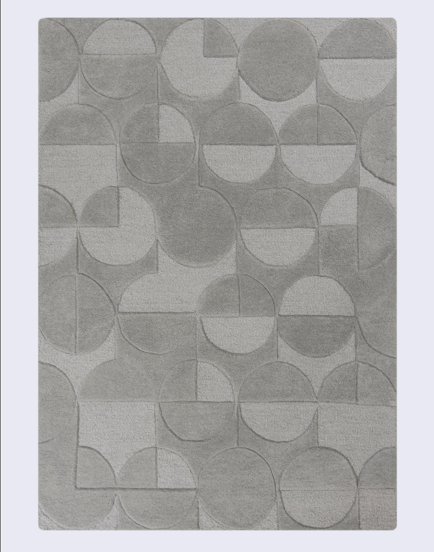 Wollteppich Geometrisch handgeschnitzt · 100 % Wolle getuftet · Plastisches Relief · 3200 g/m² Kurzflor
