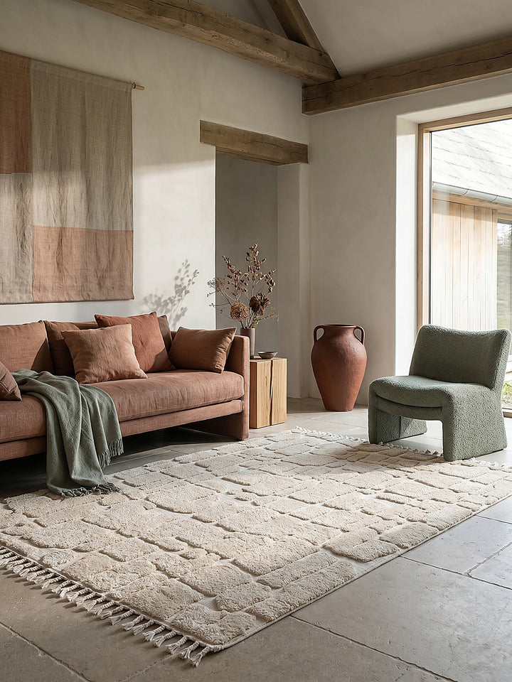 Teppich Creme rechteckig Editorial Styling_