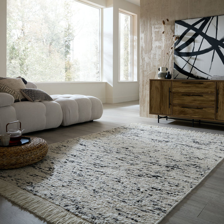 Teppich Monochrome rechteckig WOOL Wohnzimmer Schlafzimmer Flur TIREE_