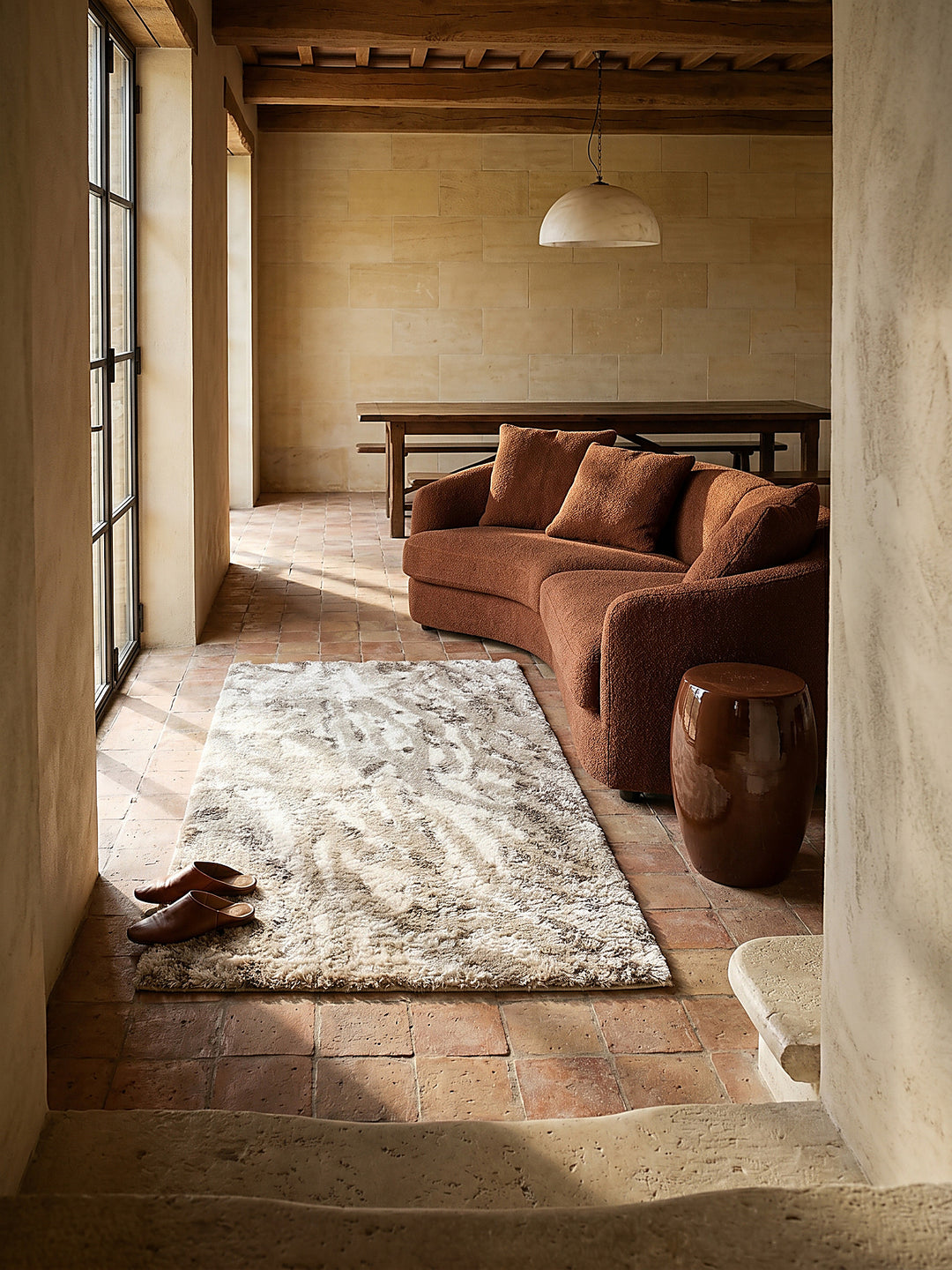 Teppich Natur Läufer elegantes Muster Designteppich_
