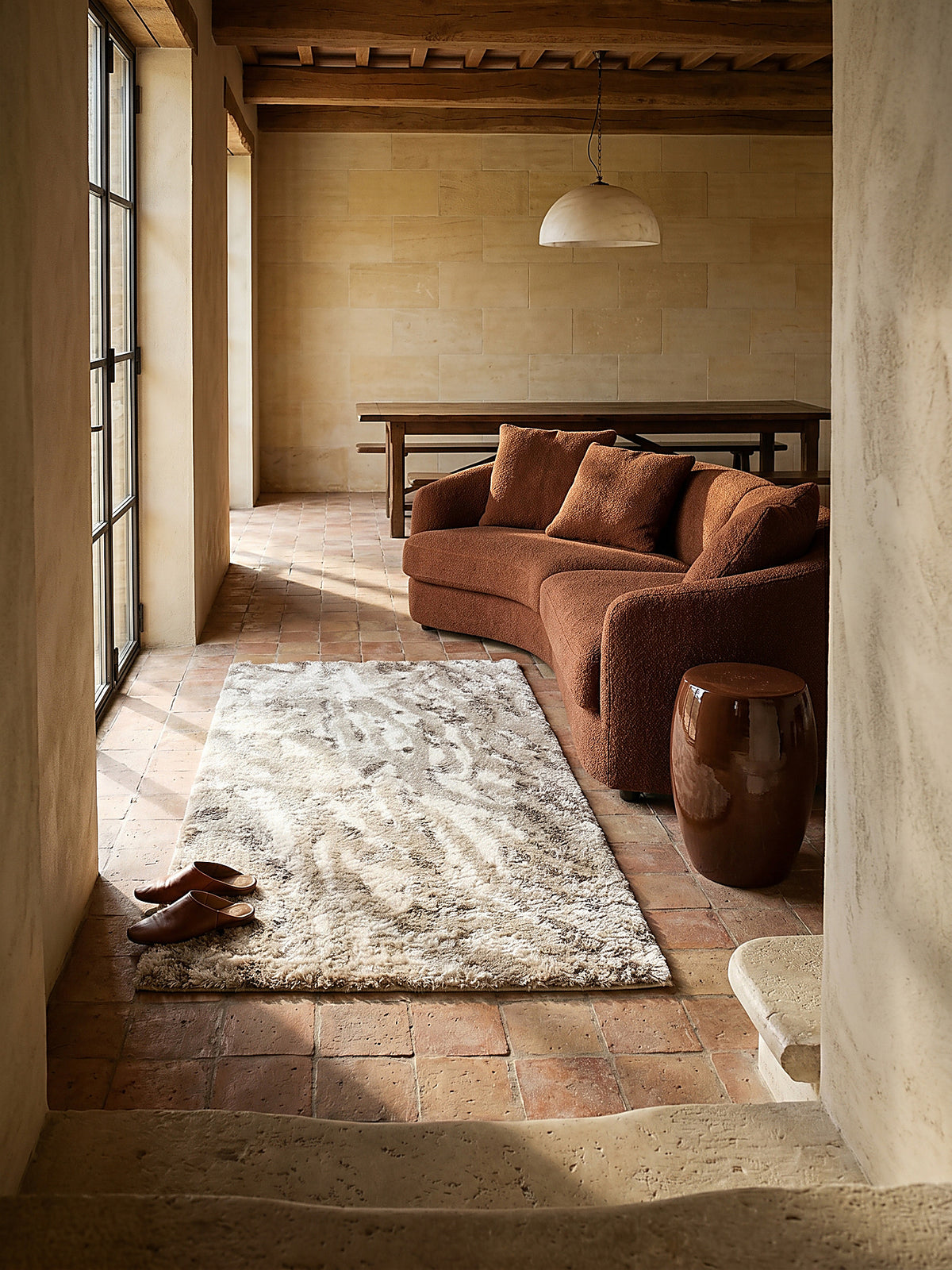 Teppich Natur Läufer elegantes Muster Designteppich_