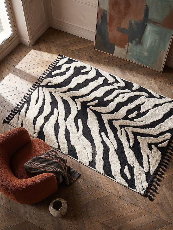 Teppich Monochrome rechteckig elegantes Muster Designteppich_