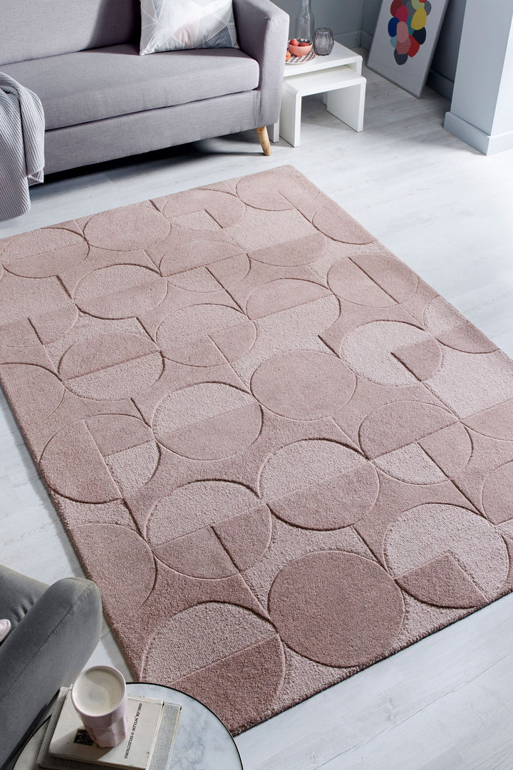 Wollteppich Geometrisch handgeschnitzt · 100 % Wolle getuftet · Plastisches Relief · 3200 g/m² Kurzflor
