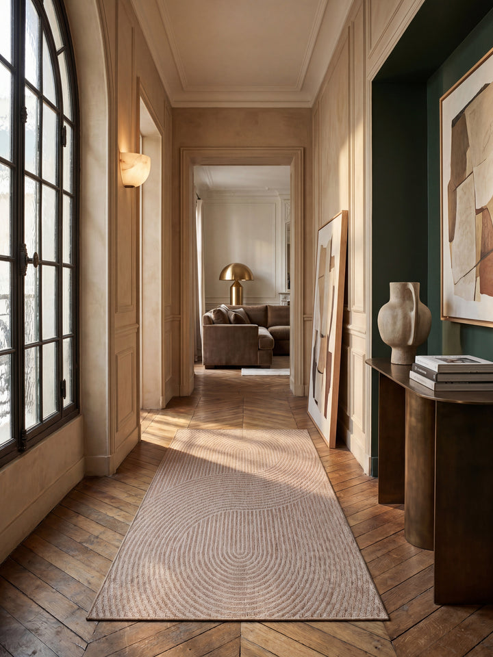 Teppich Beige Läufer im modernen Wohnzimmer_