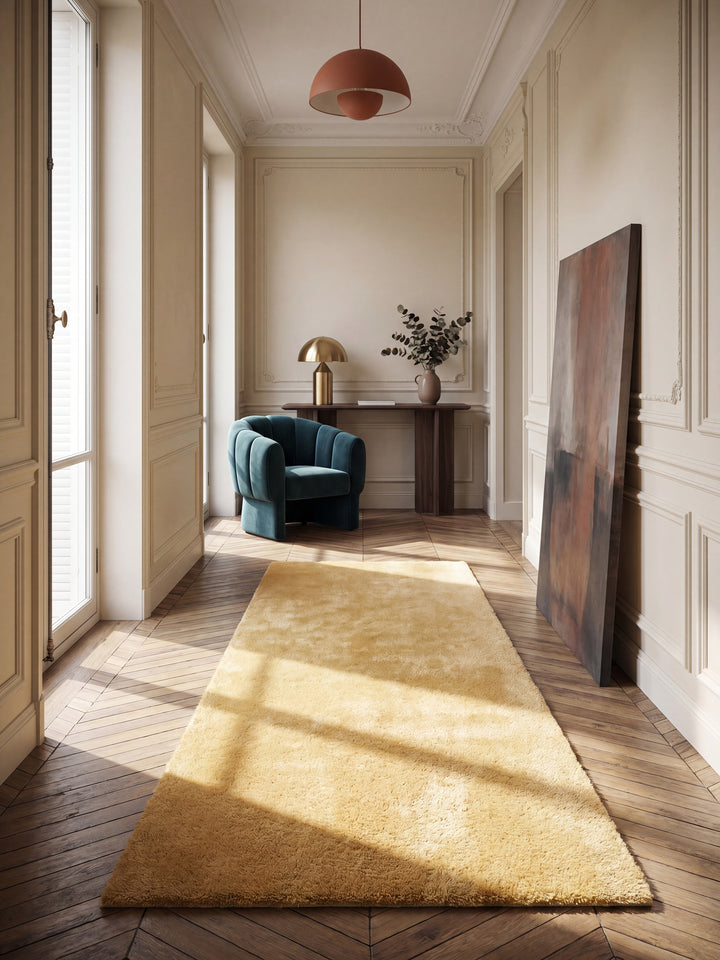 Teppich Gold Läufer im modernen Wohnzimmer_