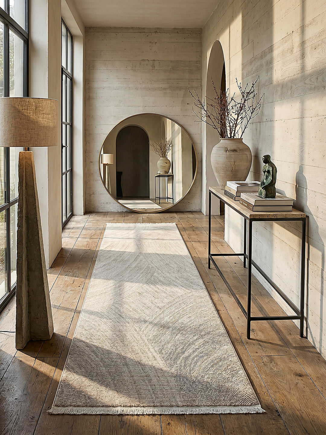 Teppich Beige Läufer im modernen Wohnzimmer_