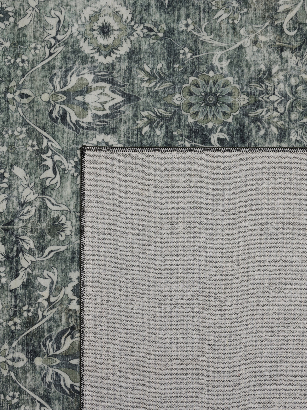 Teppich Grün-Grau rund Polyester (Kurzflor) Interieur Wohnaccessoire Dekor_