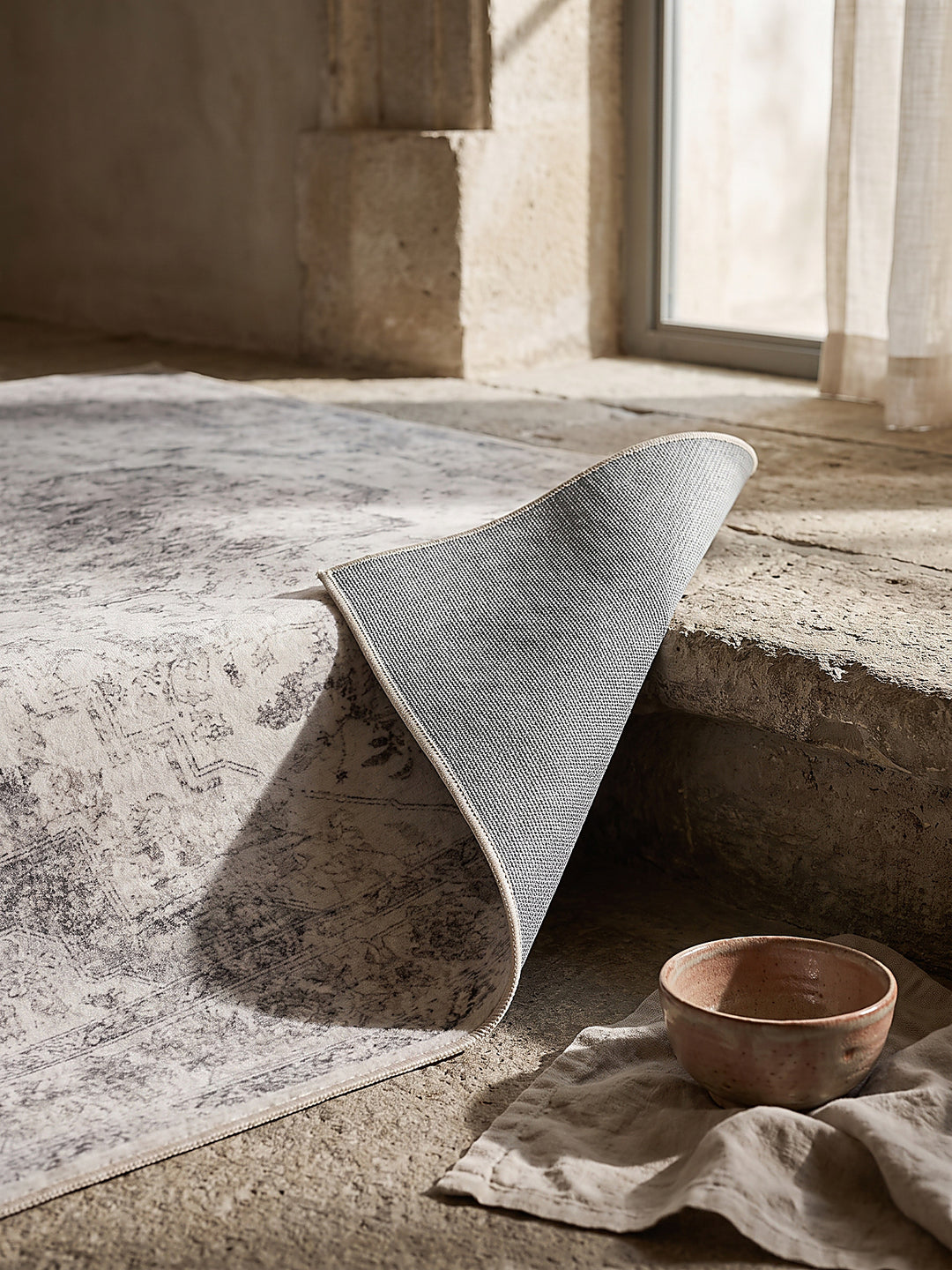 Teppich Beige-Grau rechteckig Editorial Styling_