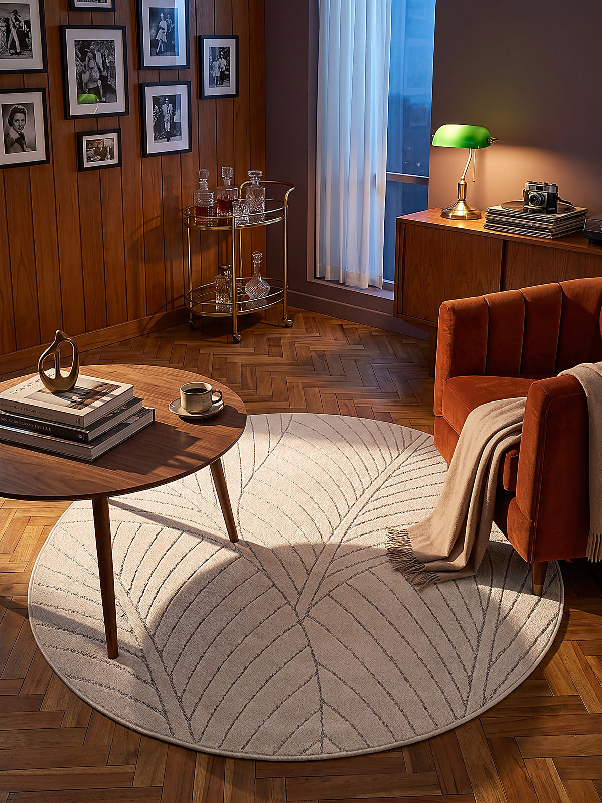 Teppich Creme rund im Esszimmer_
