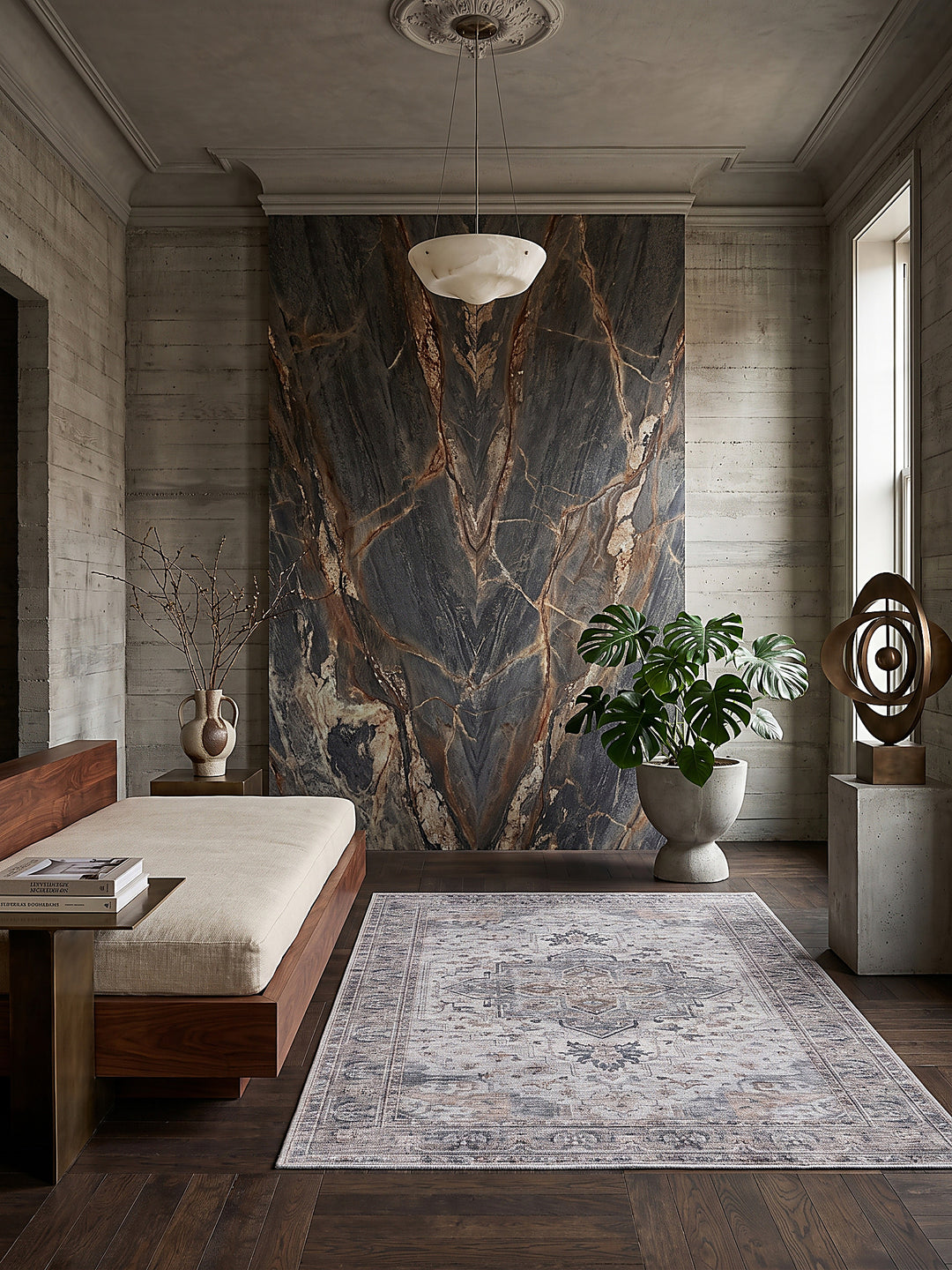 Teppich Beige-Grau rechteckig Editorial Styling_
