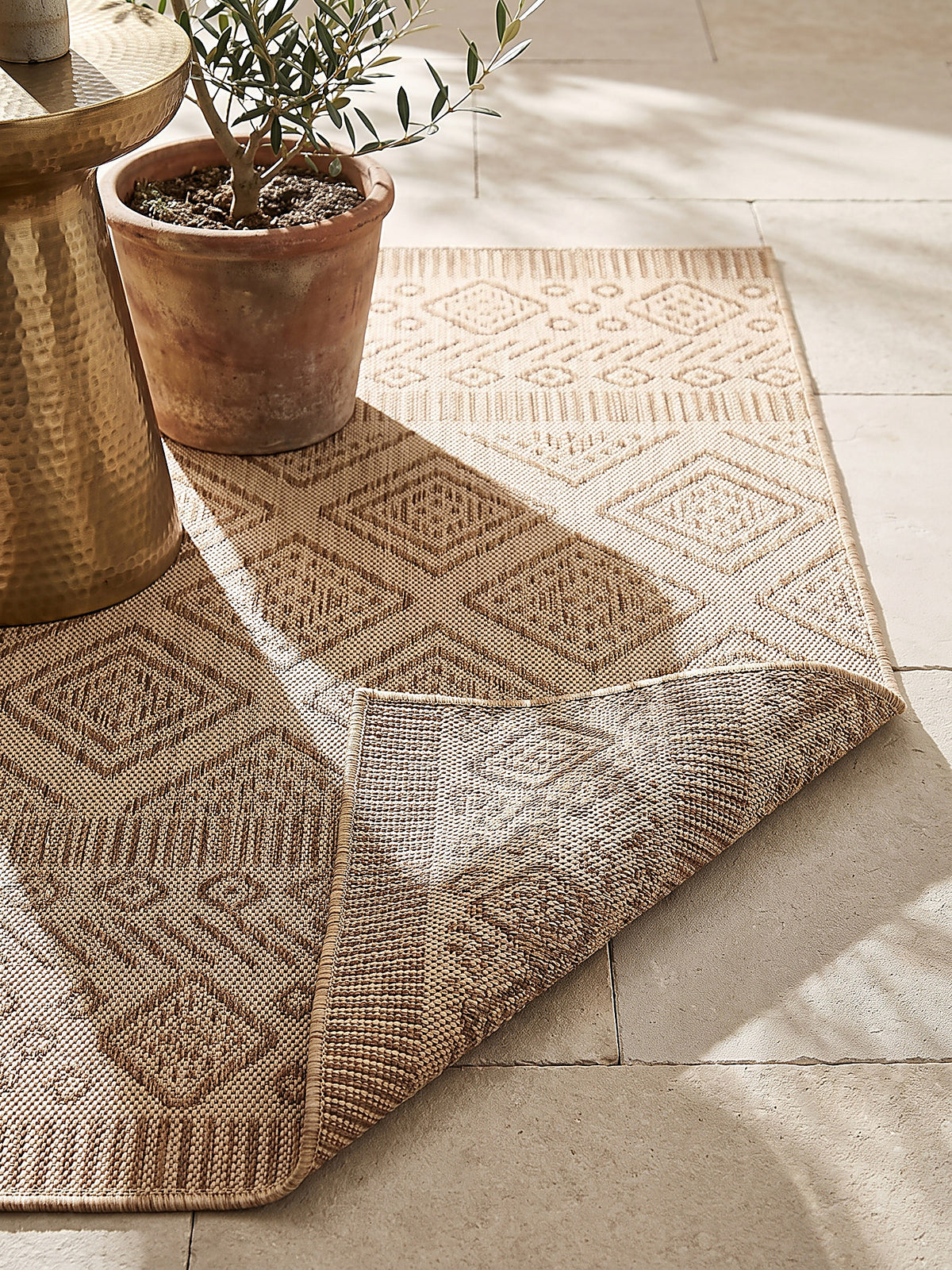 Teppich Beige-Braun rechteckig Editorial Styling