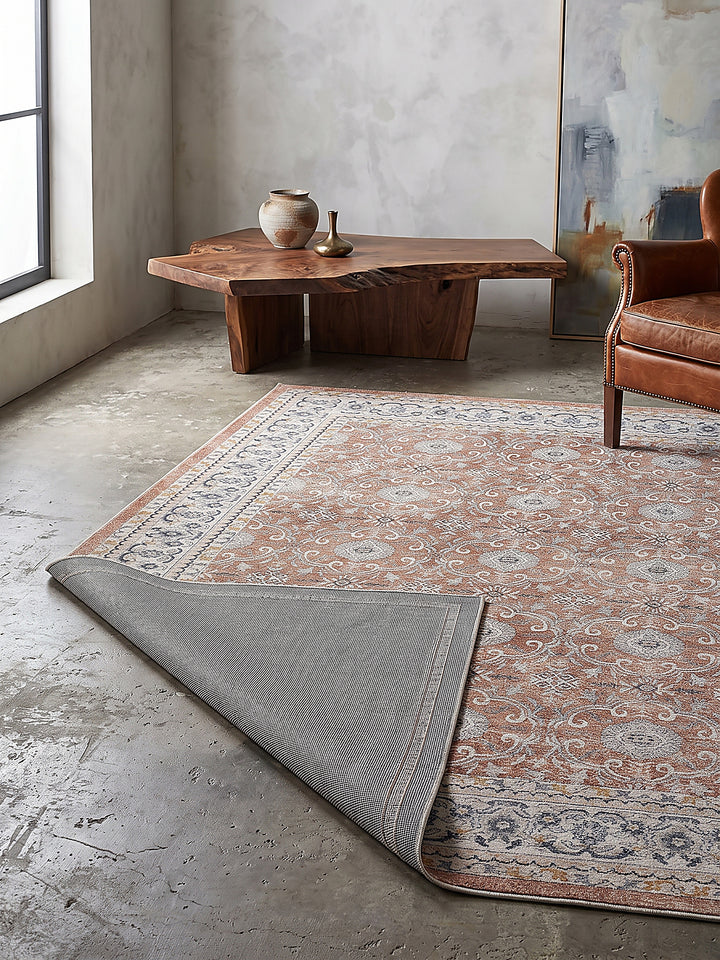 Teppich Terrakotta-Creme rechteckig Editorial Styling_