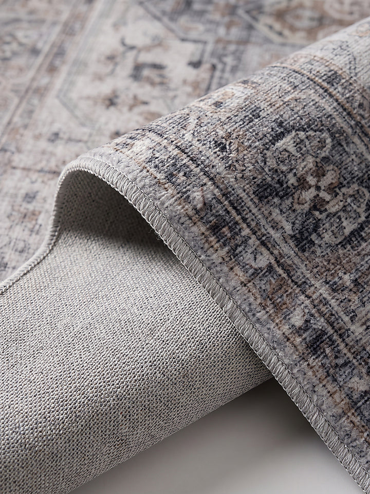 Teppich Beige-Grau Kante Verarbeitung_