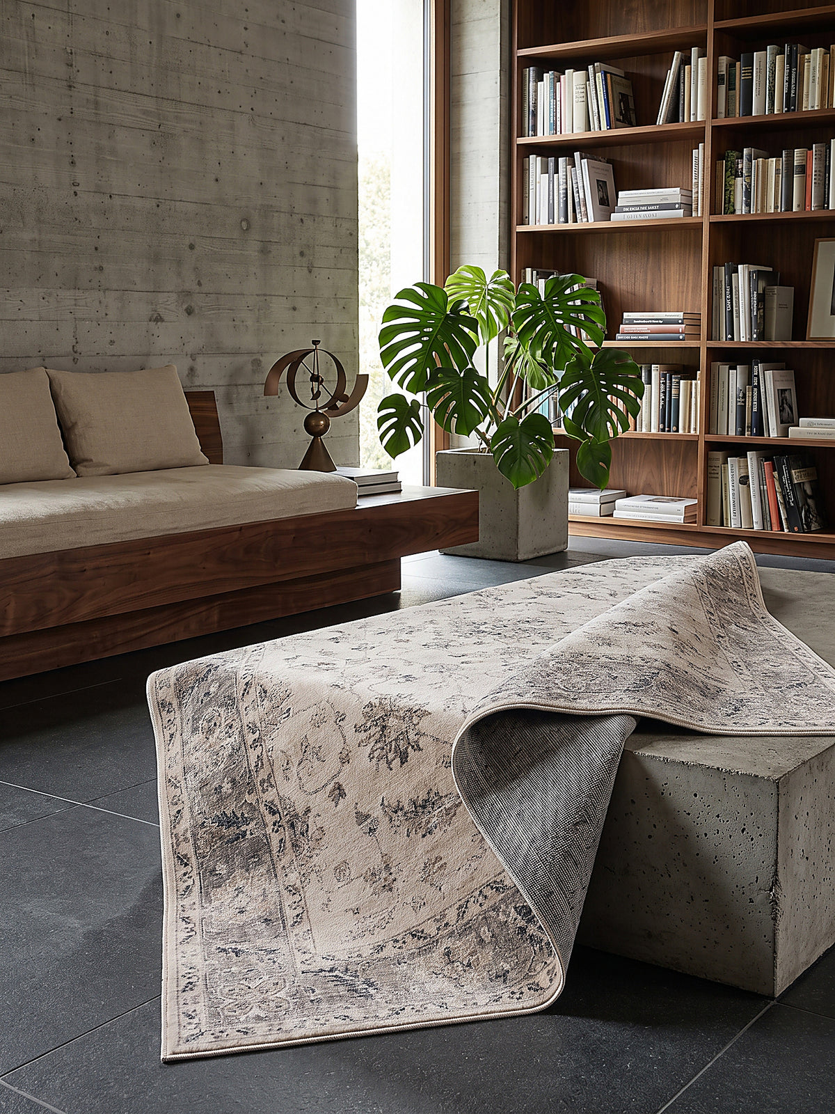 Teppich Beige-Grau rechteckig Editorial Styling_