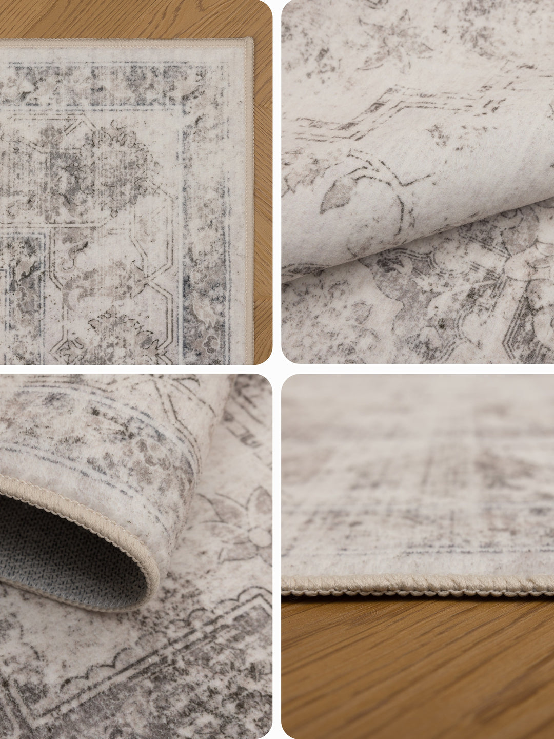 Teppich Beige-Grau rechteckig Polyester (Kurzflor) Einrichtung Wohnidee Bodenbelag_