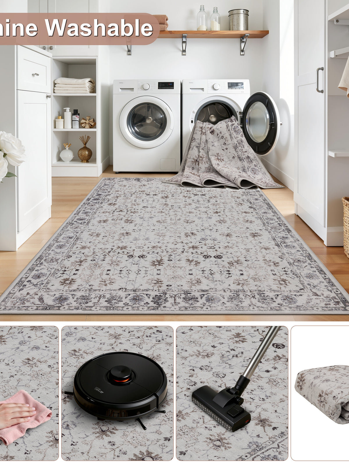 Teppich Creme Läufer Polyester (Kurzflor) Raumgestaltung Inneneinrichtung_
