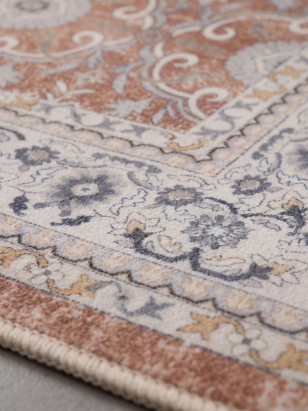 Teppich Terrakotta-Creme Farbdetail Muster_