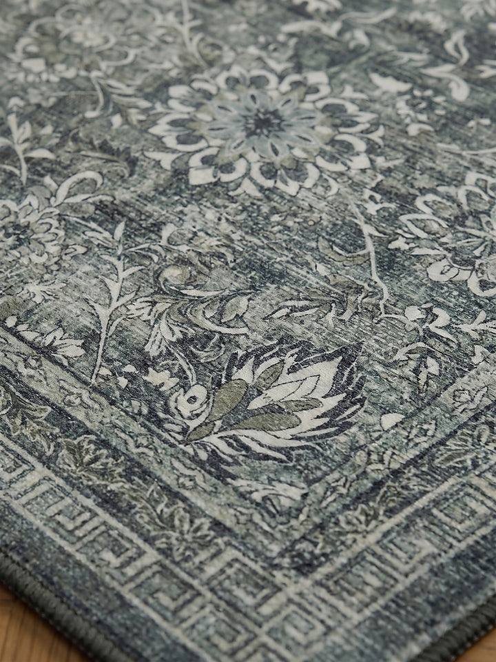 Teppich Grün-Grau Farbdetail Muster_