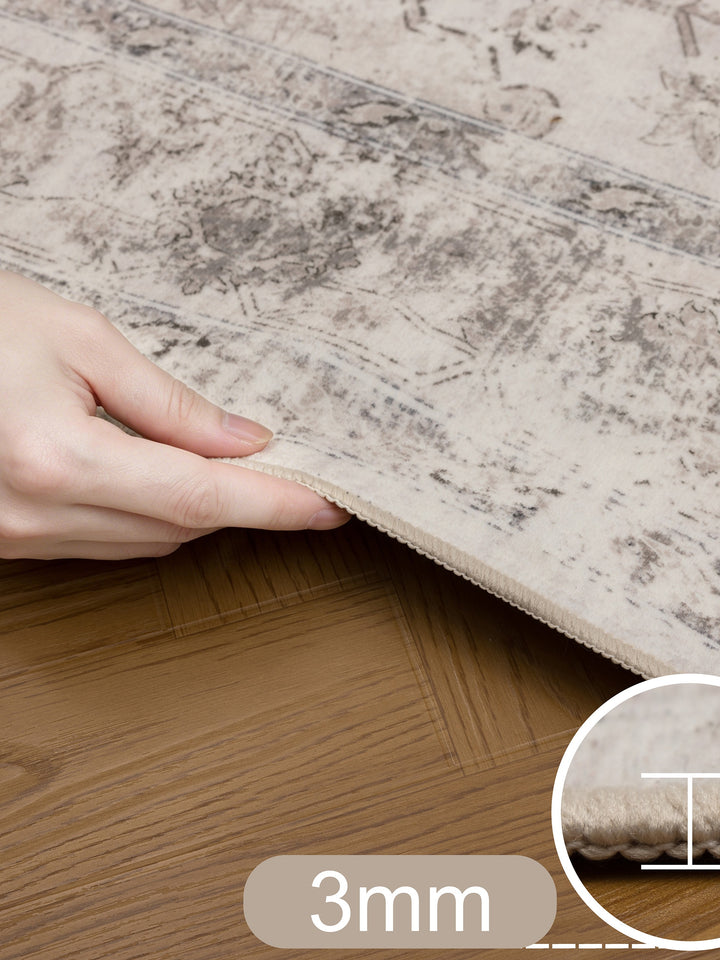 Teppich Beige-Grau rechteckig Polyester (Kurzflor) Designteppich Kollektion Wohnraum_
