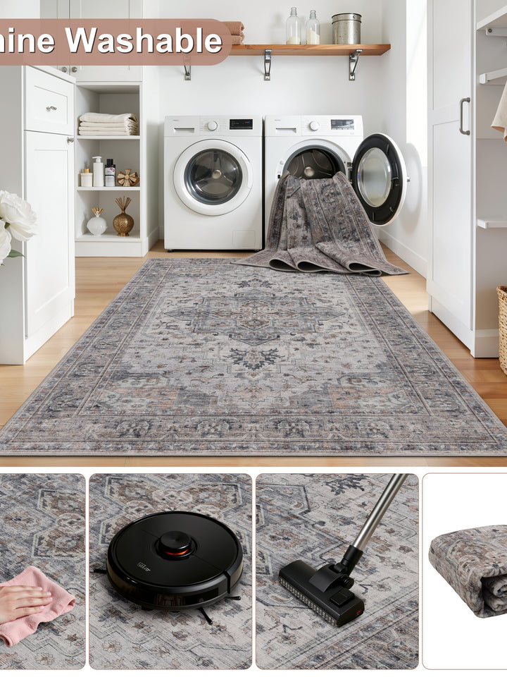 Teppich Beige-Grau rechteckig Polyester (Kurzflor) Raumgestaltung Inneneinrichtung_