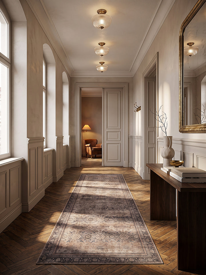 Teppich Braun-Grau Läufer im modernen Wohnzimmer_