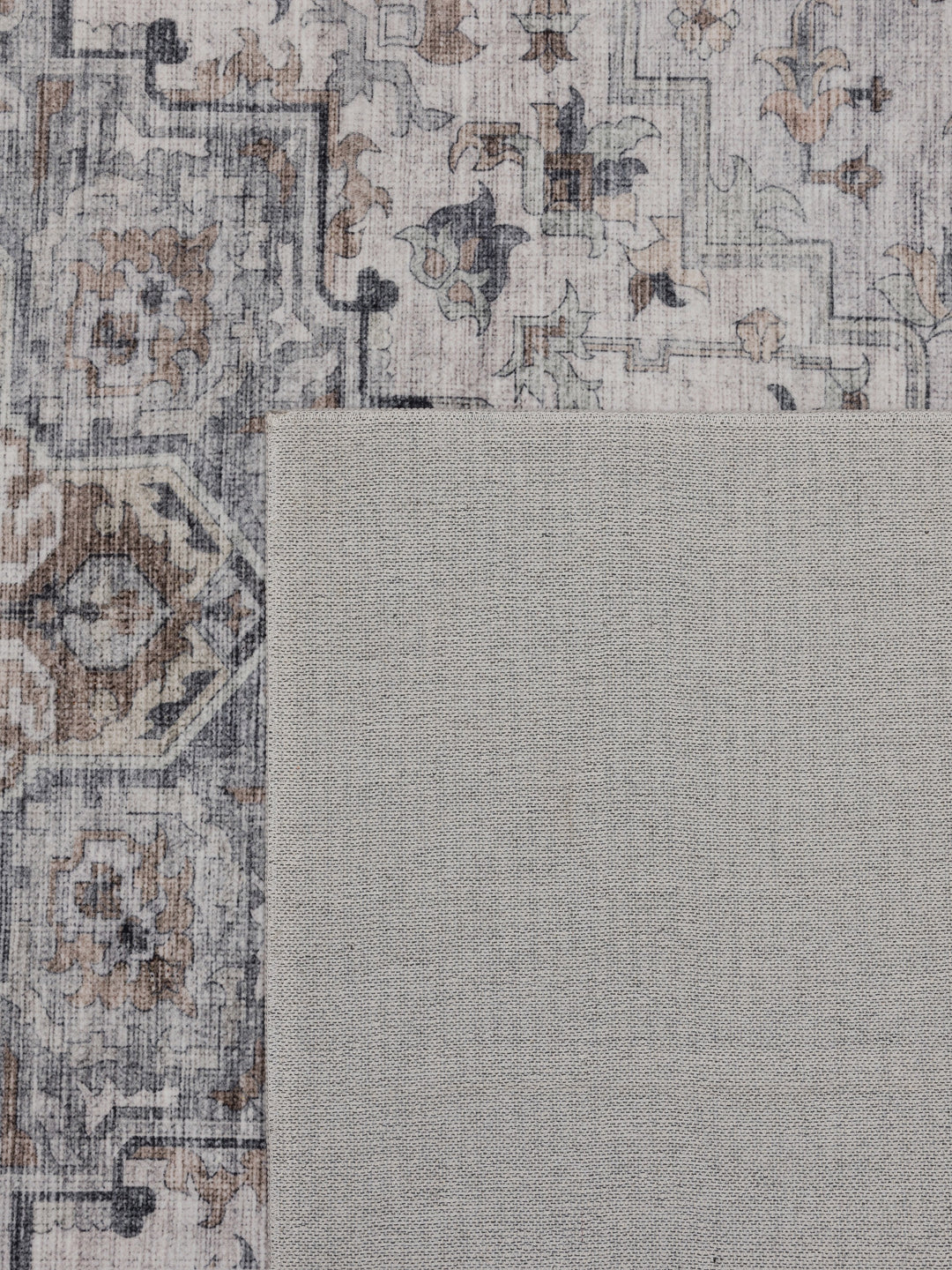 Teppich Beige-Grau rechteckig Polyester (Kurzflor) Interieur Wohnaccessoire Dekor_