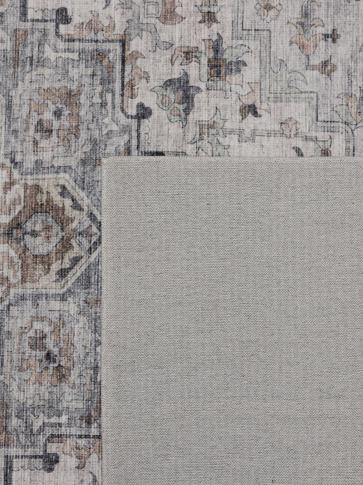 Teppich Beige-Grau rechteckig Polyester (Kurzflor) Interieur Wohnaccessoire Dekor_