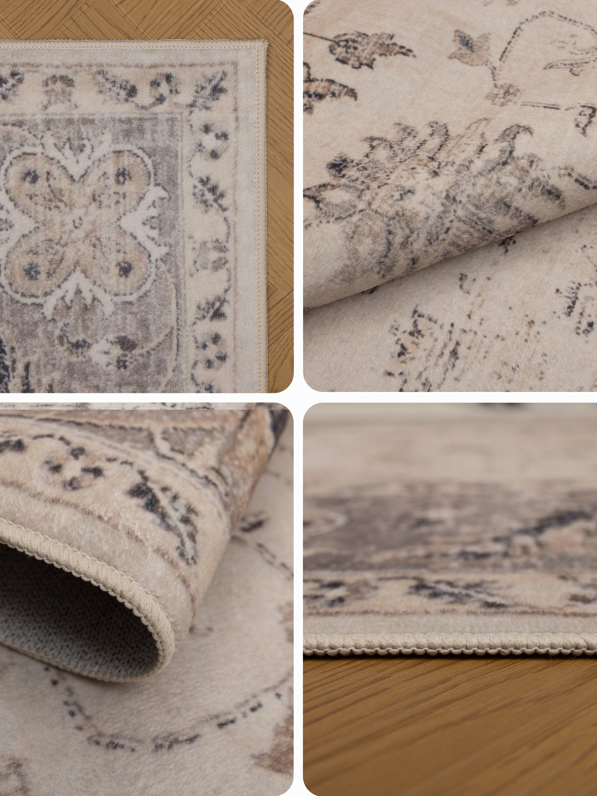 Teppich Beige-Grau rechteckig Polyester (Kurzflor) Einrichtung Wohnidee Bodenbelag_