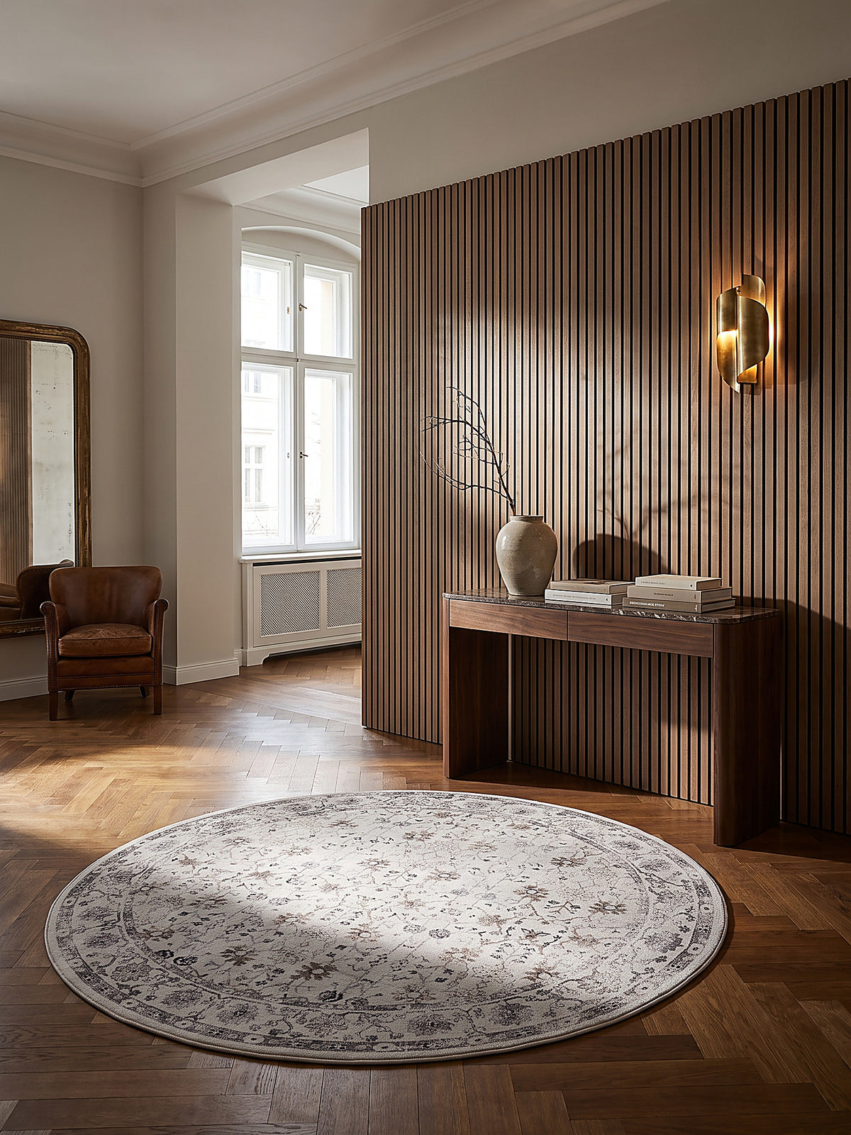 Teppich Creme rund Editorial Styling