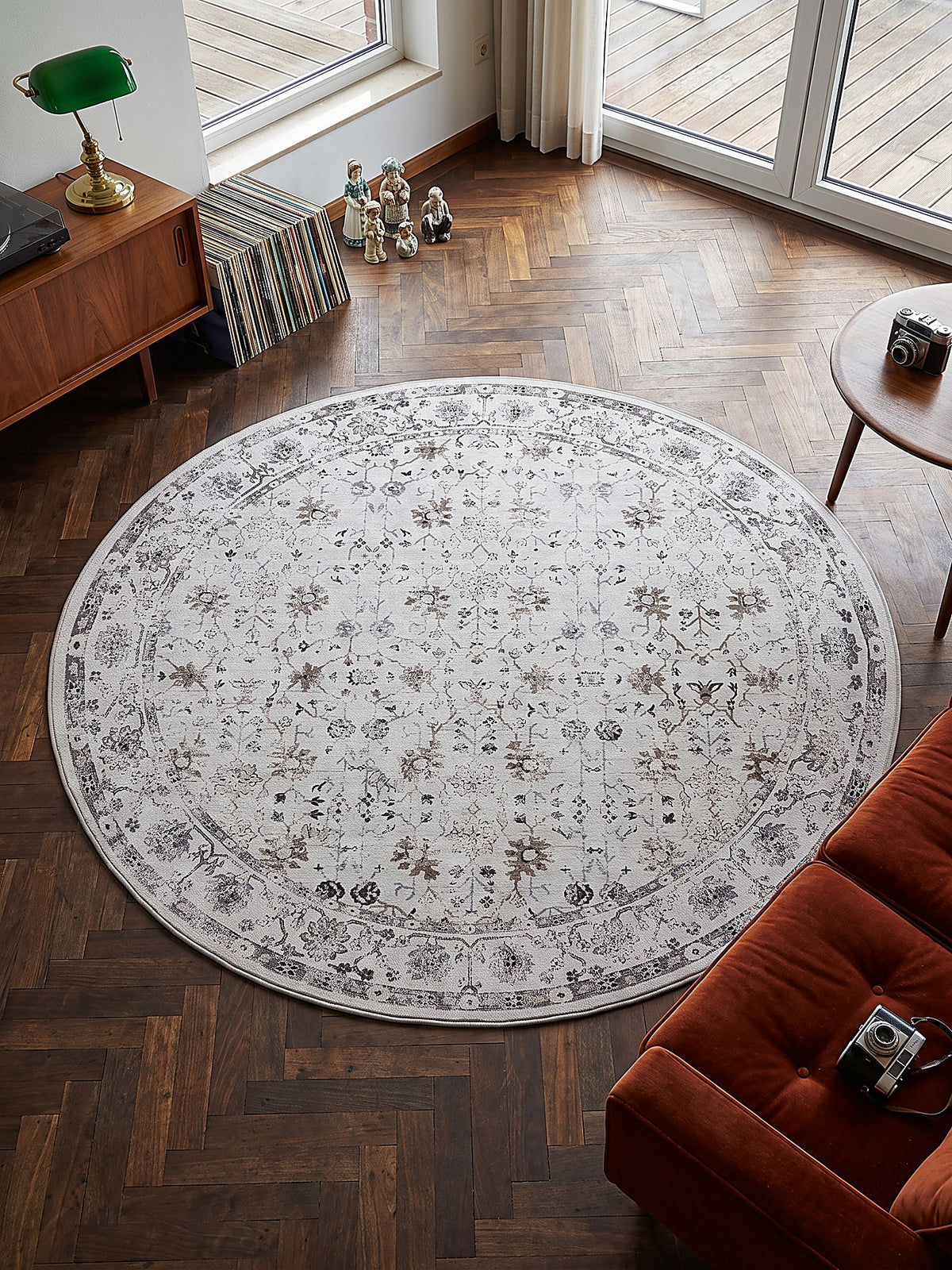 Teppich Creme rund Draufsicht_