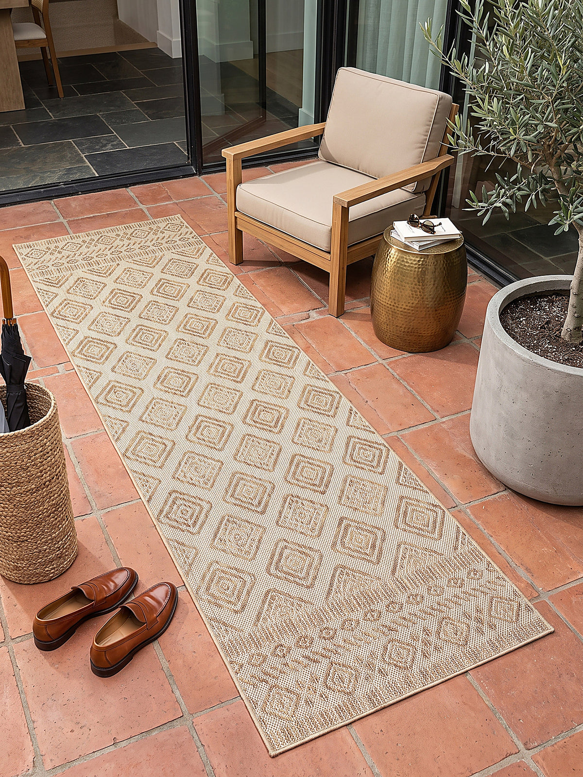 Teppich Beige-Braun Läufer Draufsicht