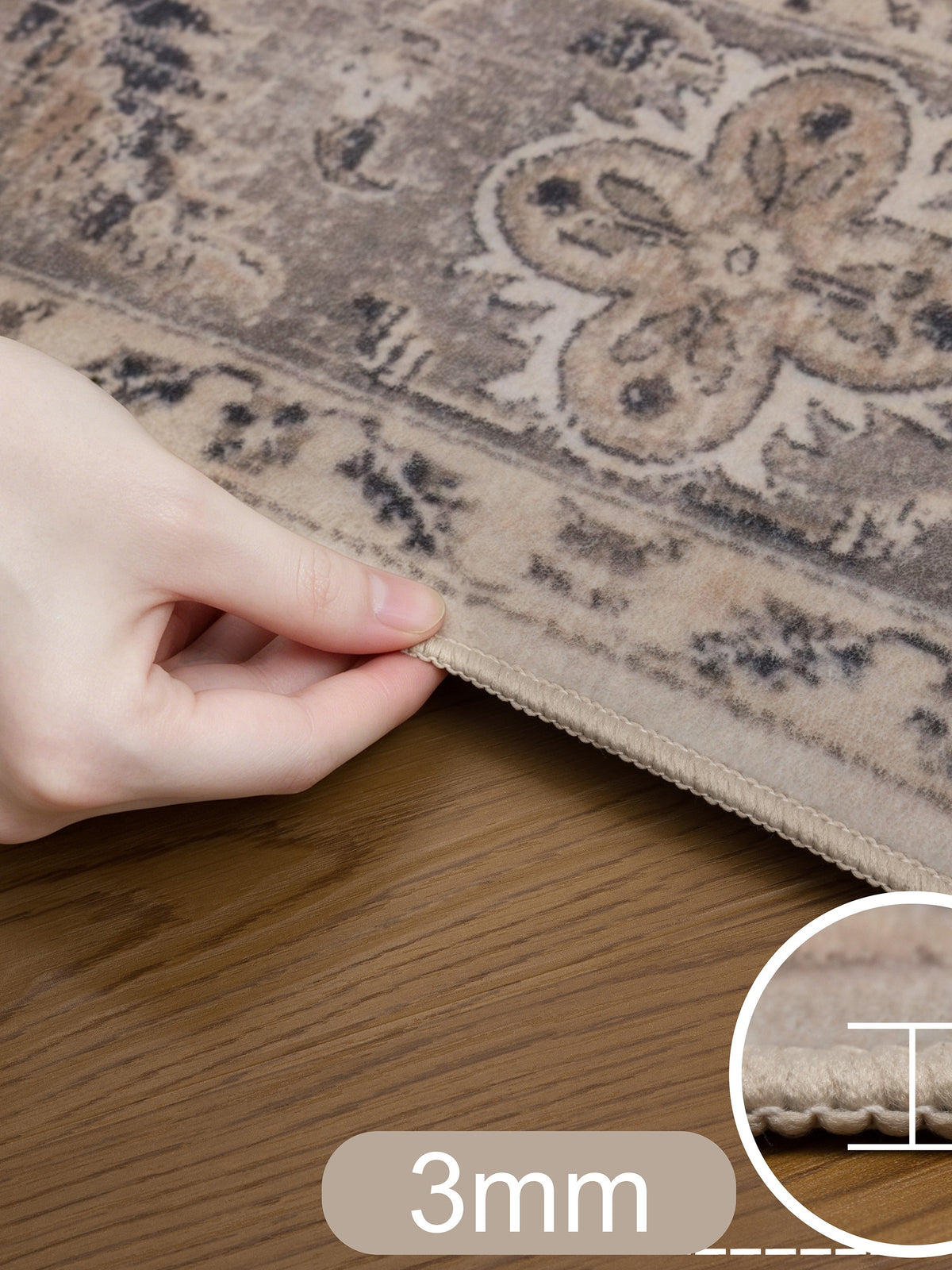 Teppich Beige-Grau rechteckig Polyester (Kurzflor) Designteppich Kollektion Wohnraum