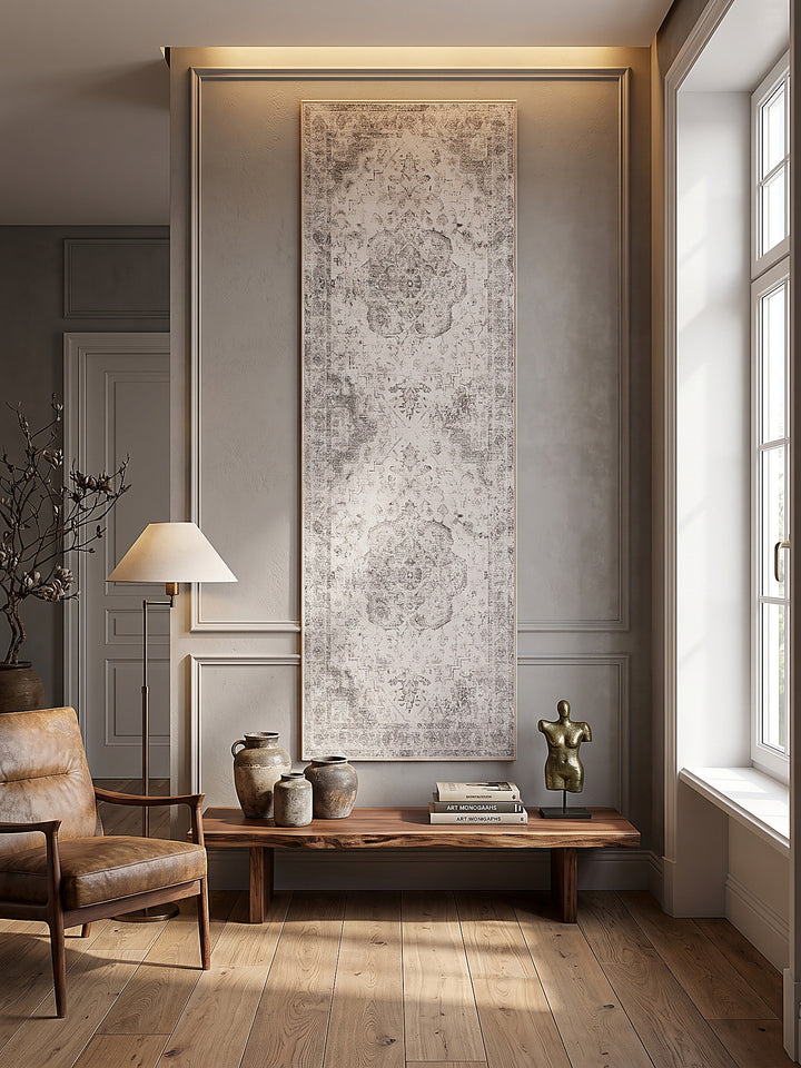 Teppich Beige-Grau als Wandteppich_