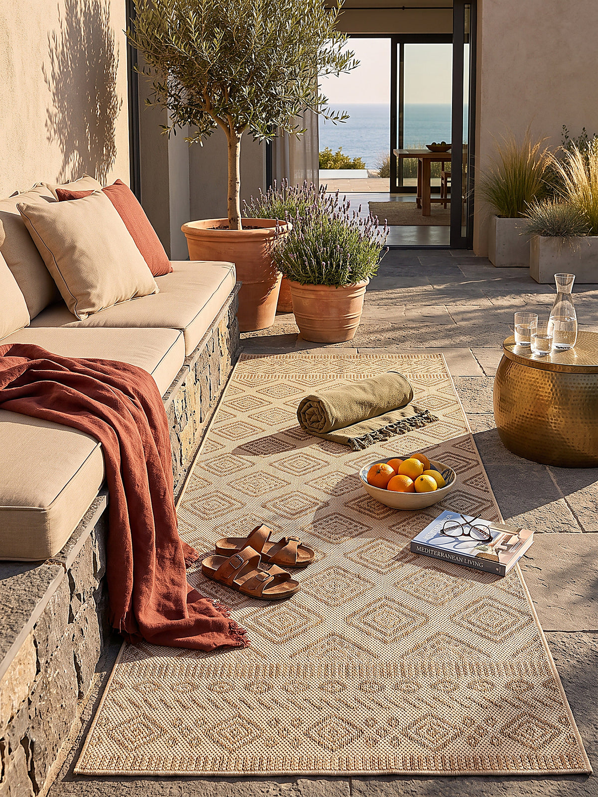 Teppich Beige-Braun Läufer gemütliche Wohnszene