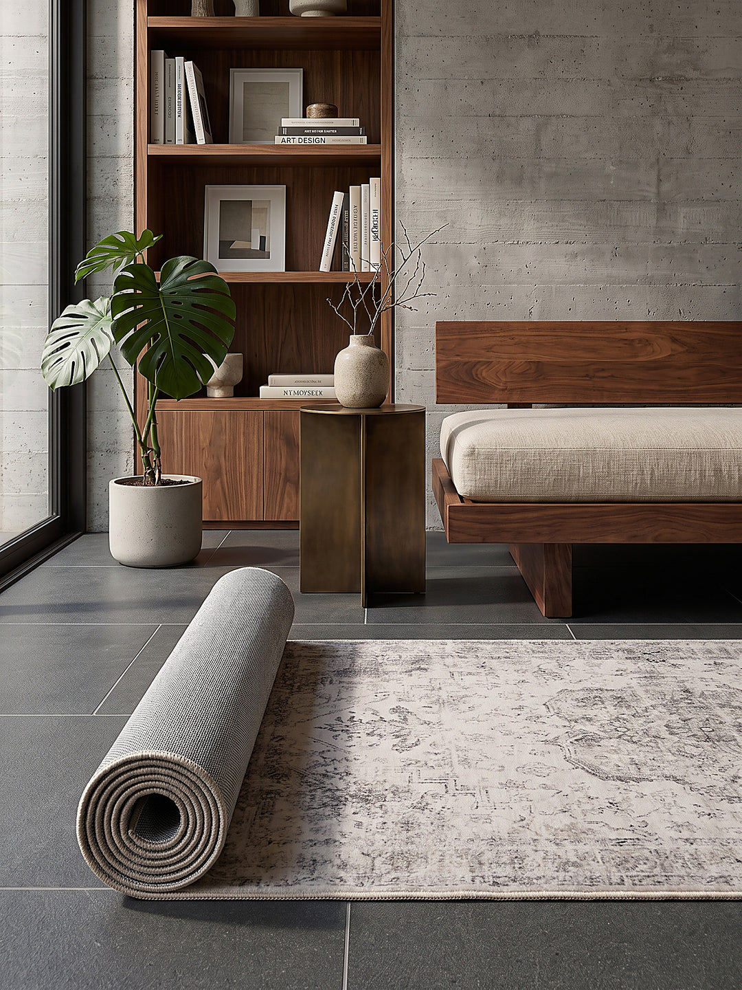 Teppich Beige-Grau Läufer Editorial Styling_