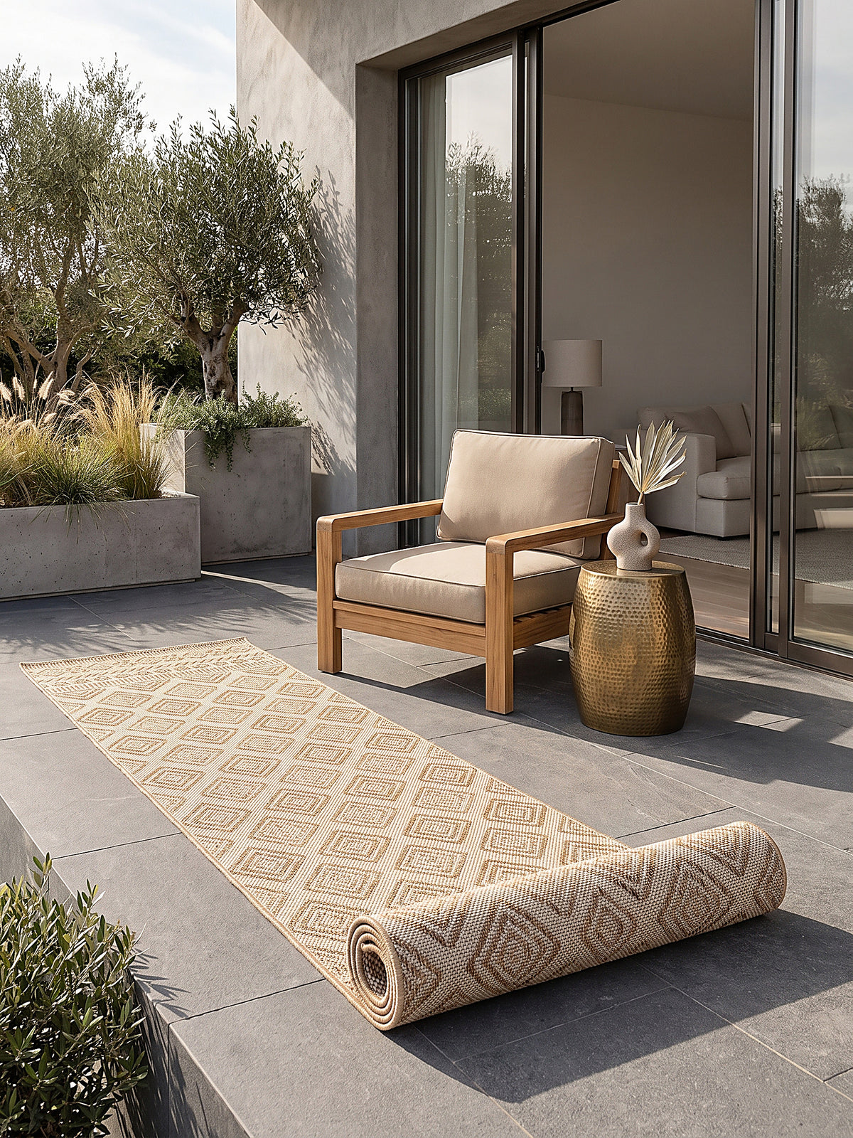 Teppich Beige-Braun Läufer Editorial Styling