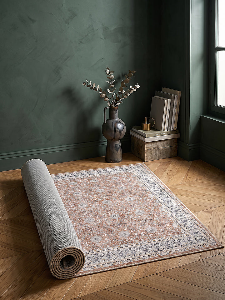 Teppich Terrakotta-Creme Läufer Editorial Styling_