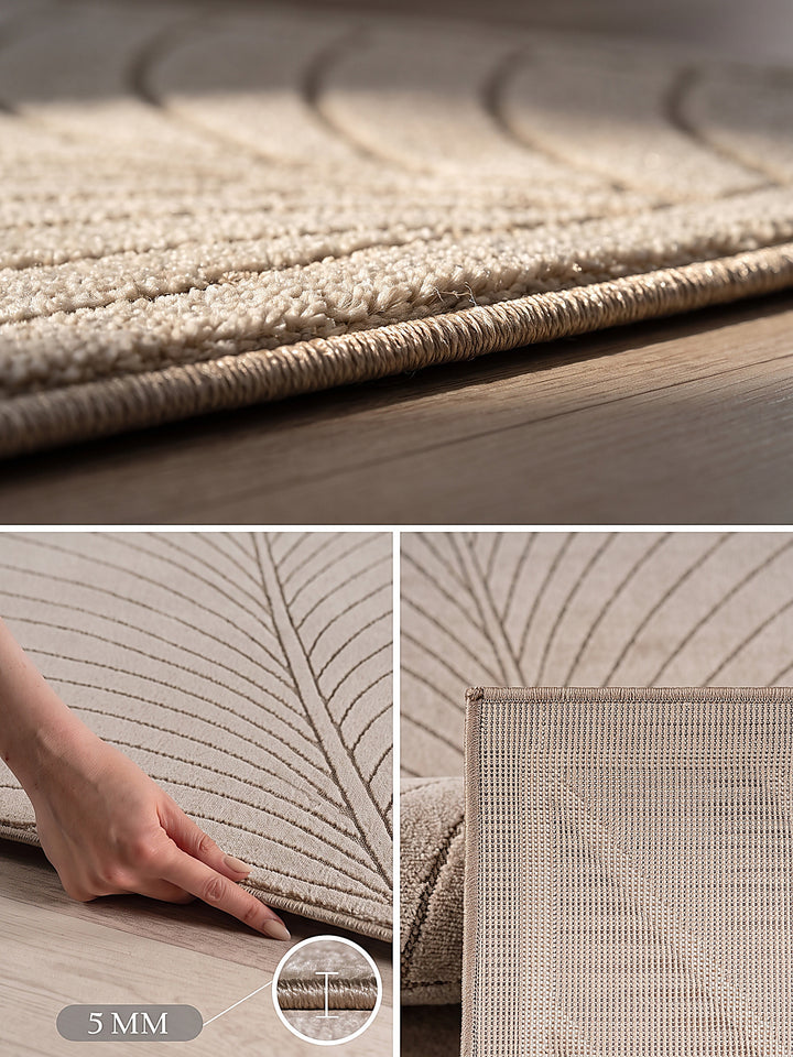 Teppich Beige Florhöhe Profil_